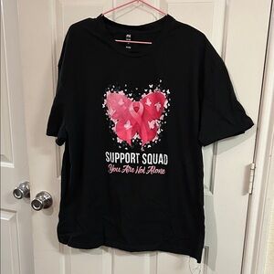 Gildan Black Tee with Pink Ribbon Design
